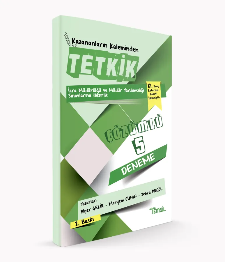 TETKİK  İcra Müdürlüğü ve Müdür Yardımcılığı Sınavlarına Hazırlık Çözümlü 5 Deneme