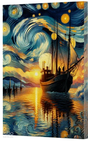 Van Gogh 2 - Gemi Çizgili Yan Boyamalı Defter