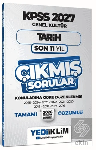 2027 KPSS Genel Kültür Tarih Konularına Göre Tamamı Çözümlü Son 11 Yıl Çıkmış Sorular