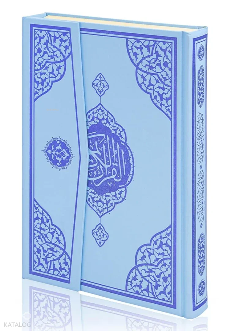 Kuran-ı Kerim (Cami Boy - Bilgisayar Hatlı Arapça - Cilt Bezi Mıklepli - Mavi)