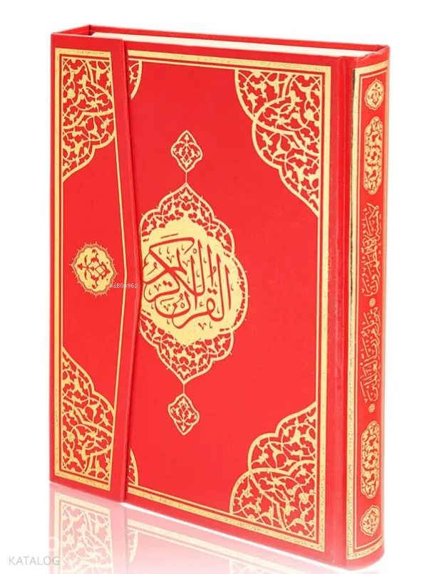 Kuran-ı Kerim (Cami Boy - Bilgisayar Hatlı Arapça - Cilt Bezi Mıklepli - Kırmızı)