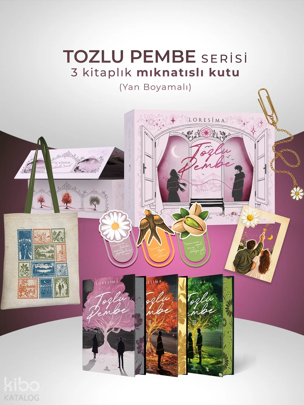 Tozlu Pembe Serisi (Mıknatıslı Kutu - Ciltli - Yan Boyamalı - 3 Kitap)