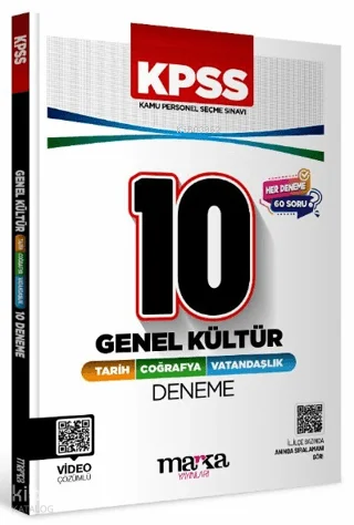Marka Yayıncılık KPSS Genel Kültür Vatandaşlık Coğrafya Tarih 10'lu Deneme Tamamı Video Çözümlü