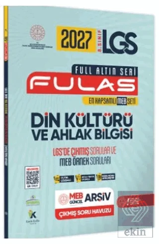 2027 8. Sınıf Full LGS Altın Seri FULAS Din Kültürü ve Ahlak Bilgisi Çıkmış Soru Bankası Modüler Set
