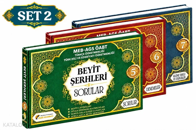 Özdil Akademi ÖABT MEB-AGS Türkçe-Türk Dili Edebiyatı Beyit Şerhleri Etkinklikler Konu Anlatımlı Soru Bankası Deneme Set-2 (3 Kitap)