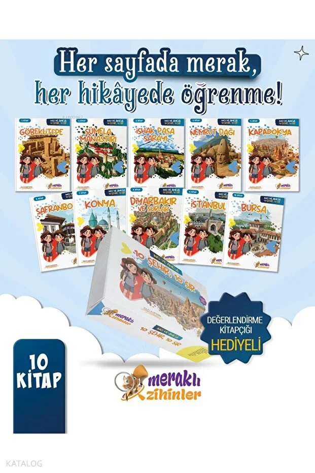 Meraklı Zihinler İnci ve Anıl'la 10 Şehir 10 Sır (10 Kitap + Değerlendirme Kitapçığı)