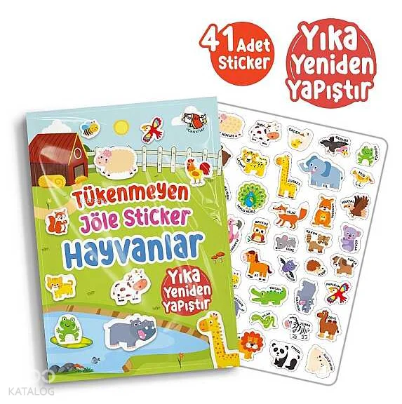 Tükenmeyen Jöle Sticker Hayvanlar (Ciltli)