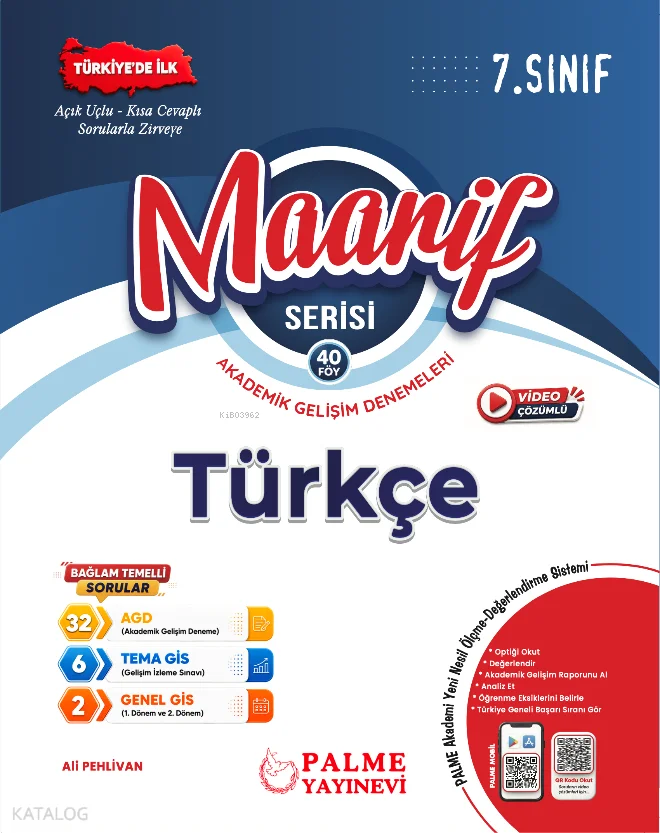 Palme 7. Sınıf Maarif Türkçe Akademik Gelişim Denemeleri (40 Fasikül)