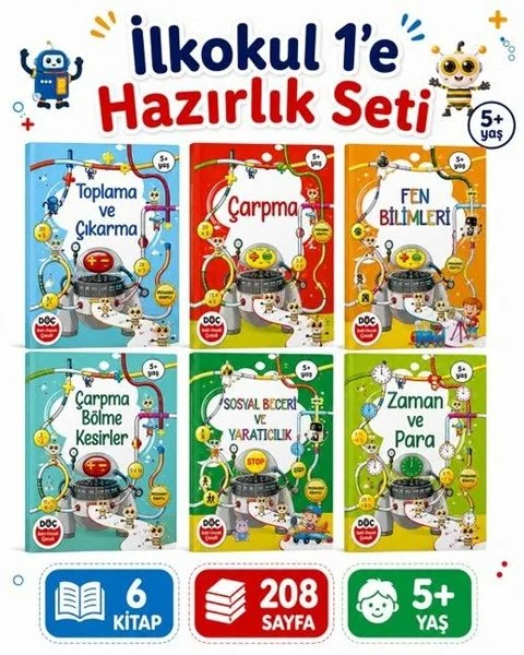 5 + Yaş İlkokul 1'e Hazırlık Seti - 6 Kitap Takım