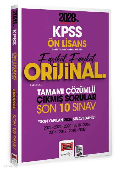 Yargı Yayınları 2028 KPSS Ön Lisans GK GY Fasikül Fasikül Orijinal Tamamı Çözümlü Çıkmış Son 10 Sınav