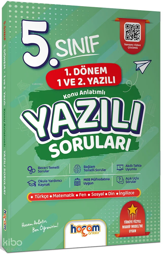 Hocam Anlatır 5. Sınıf Konu Anlatımlı Yazılı Soruları Tamamı Video Çözümlü-Hediye Planlama Kitapçığı