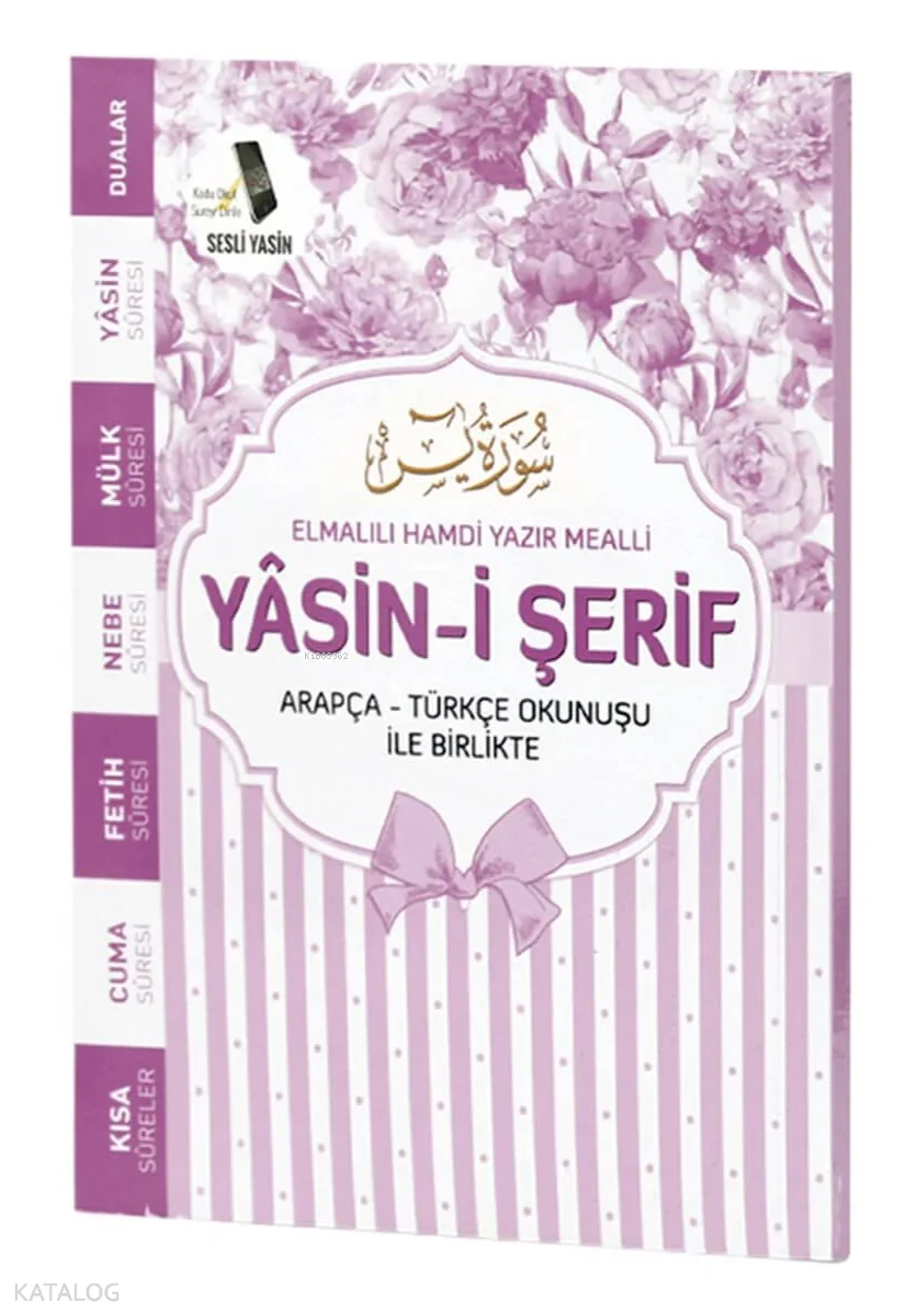 Yâsin-i Şerif (Gül Desenli - Çanta Boy - 3 Özellikli - Mor);Arapça - Türkçe Okunuşu ile Birlikte