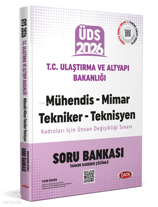 Data Yayınları 2026 ÜDS T.C. Ulaştırma ve Altyapı Bakanlığı Mühendis-Mimar-Tekniker-Teknisyen Kadroları Ünvan Değişikliği Sınavı Soru Bankası (Karekod Çözümlü)