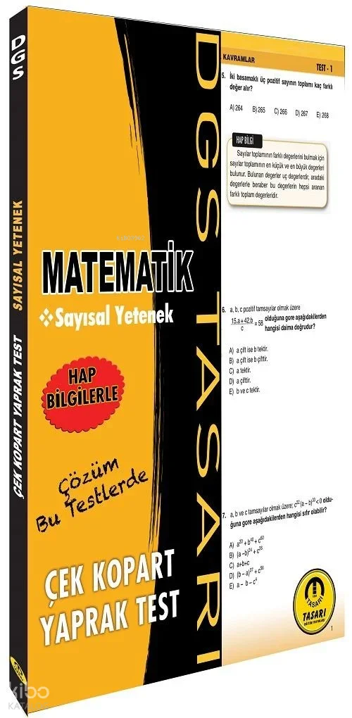 Tasarı DGS Matematik Sayısal Yetenek Yaprak Test Çek Kopart