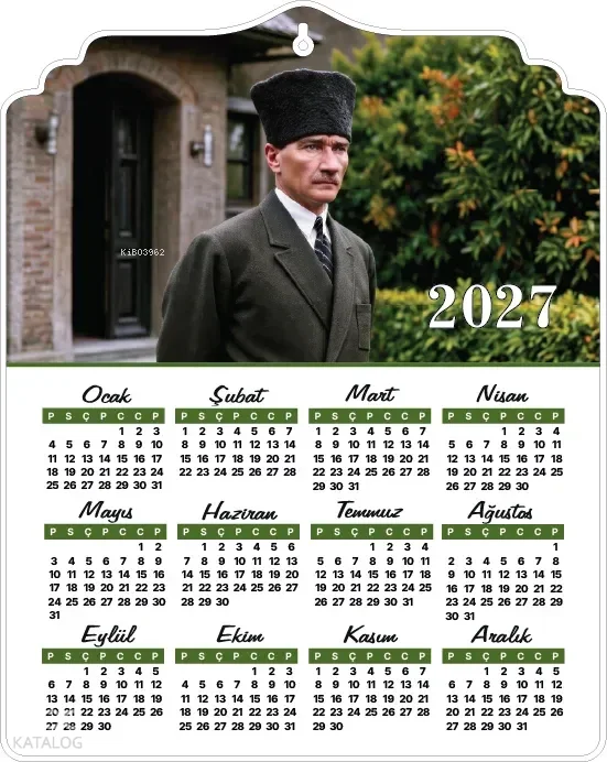 Kalpaklı 2027 Ahşap Atatürk Duvar Takvimi