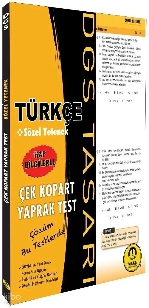 Tasarı DGS Türkçe Sözel Yetenek Yaprak Test Çek Kopart