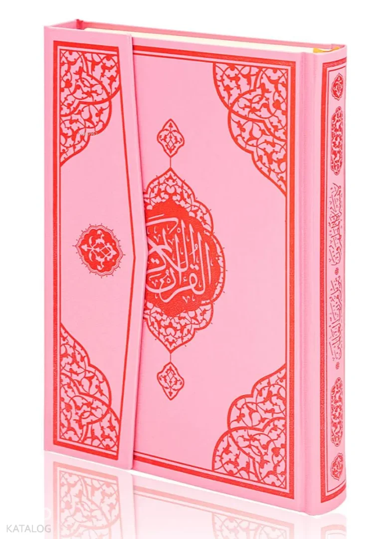 Kuran-ı Kerim (Cami Boy - Bilgisayar Hatlı Arapça - Cilt Bezi Mıklepli - Pembe)