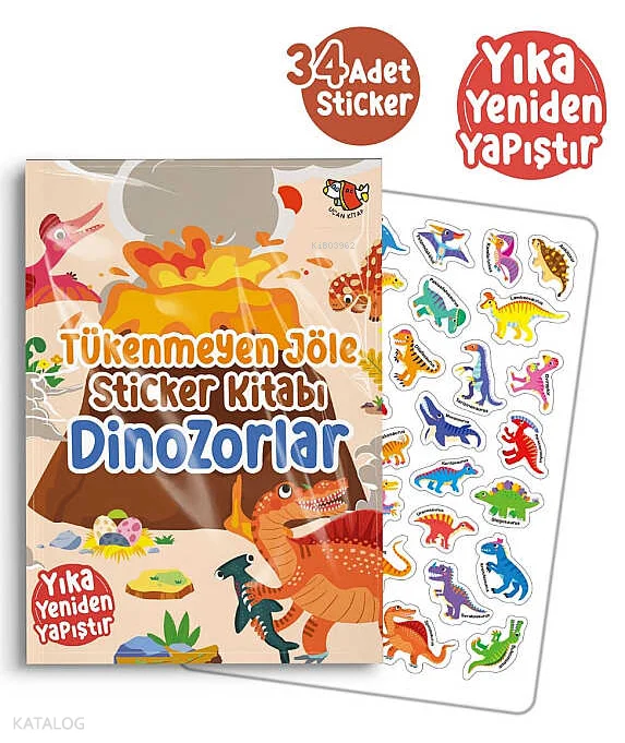 Tükenmeyen Jöle Sticker Kitabı Dinozorlar (Ciltli)