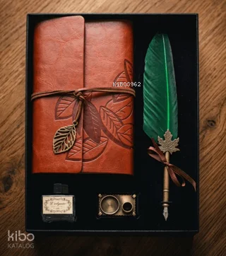 Deri Defter, Tüy Kalem ve  Mürekkep Seti