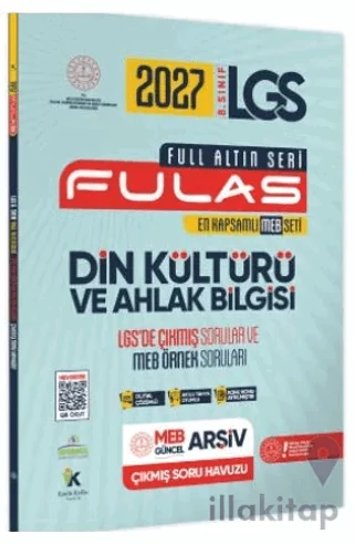 2027 8. Sınıf Full LGS Altın Seri FULAS Din Kültürü ve Ahlak Bilgisi Çıkmış Soru Bankası Modüler Set